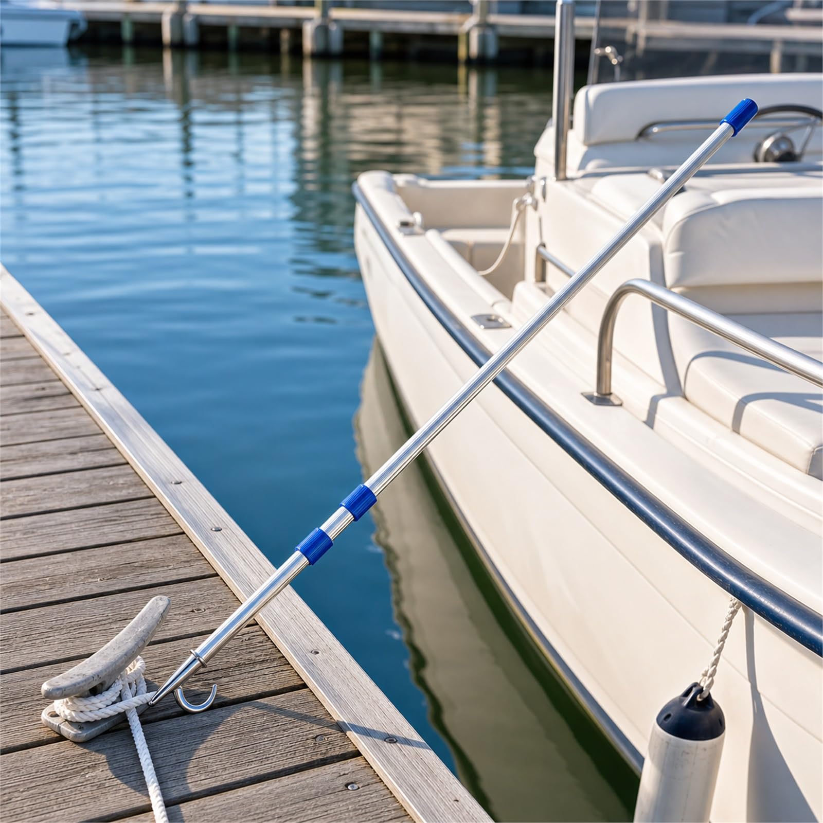 Asta telescopica per Gancio da Barca,Mezzos Marinaio Nautico ad Alta Resistenza,Mezzos Marinaio telescopico per imbarcazioni,Lightweight,Rust Resistant,per Attracco