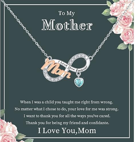 ASLBUNM Mothers Birthday Gifts 925 Sterling Silver Mom I Love You Forever Infini