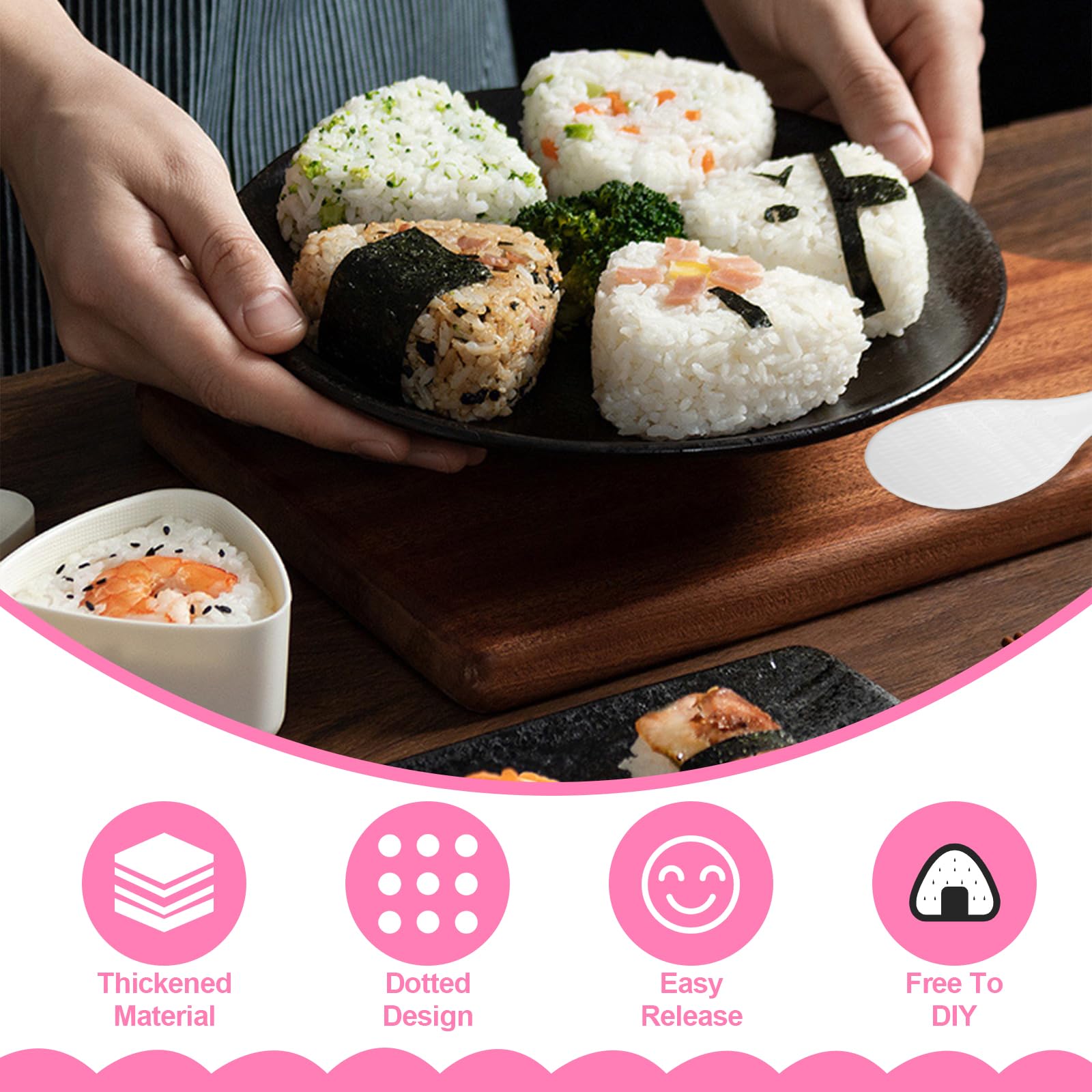 Onigiri-vorm, 2 stuks, 6-in-1 sushi-vorm, grote capaciteit Onigiri-vorm, 2 stuks, 6-in-1 sushi-vorm, grote capaciteit