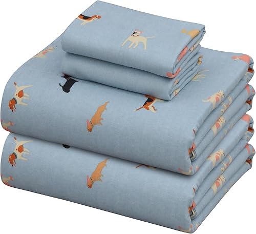 Miniatura 9 de ZOYER Juego de sábanas de franela de 100 % algodón (tamaño King, nieve)  Sábanas de lujo impresas de 4 piezas  Juego de cama acogedor, suave,