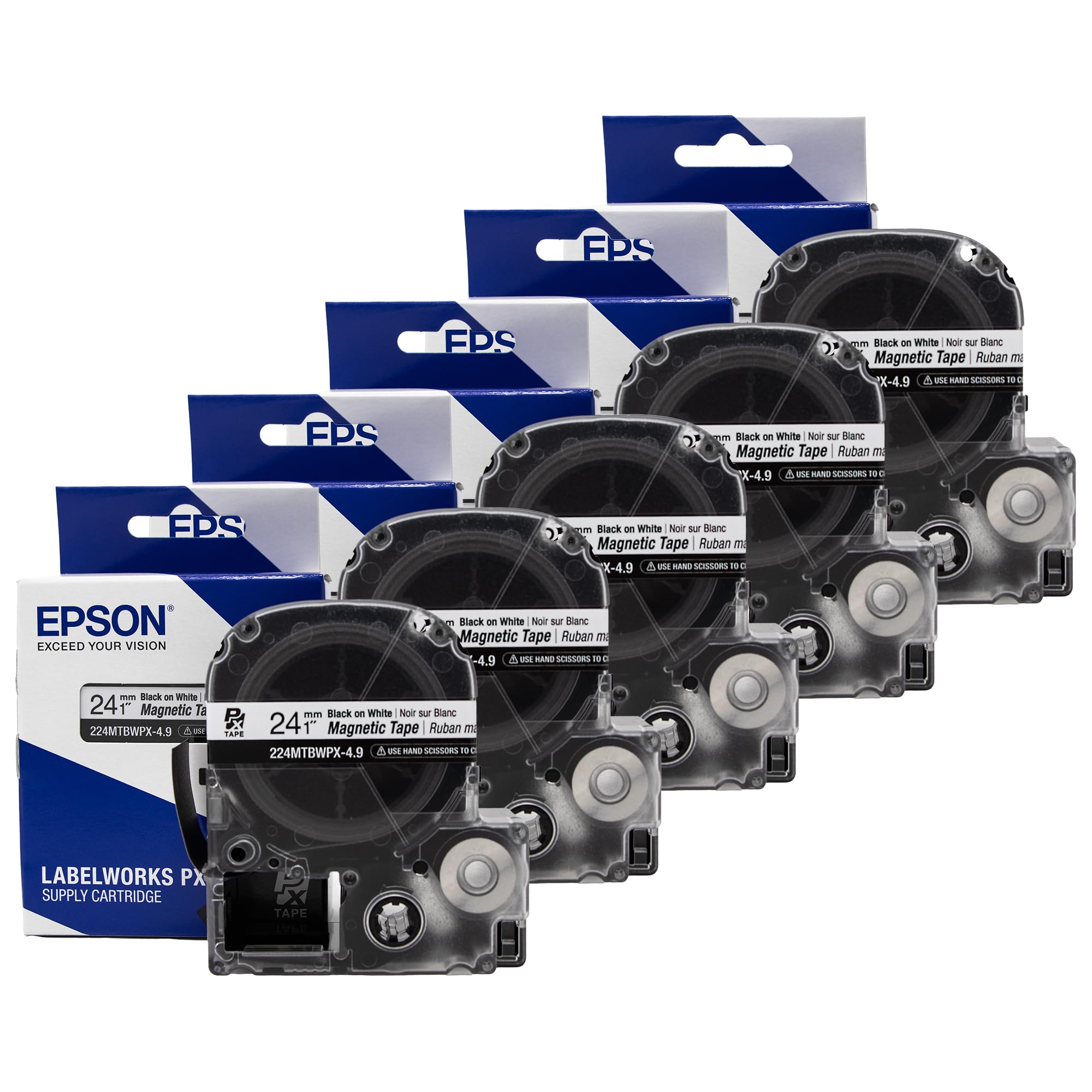 Epson LABELWORKS 224MTBWPX-4.9-5PK Etikettenband, Schwarz auf Weiß, 24 mm