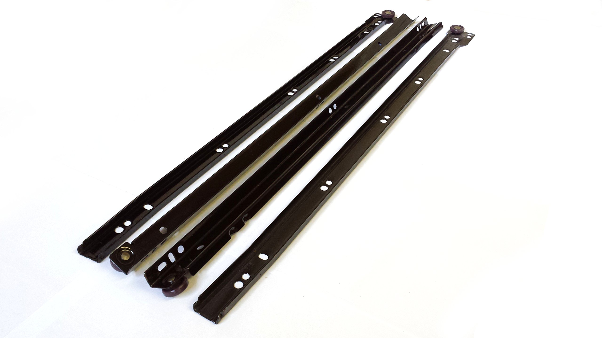 Metal Roller Bottom Fix Drawer Runners 250mm-600mm Brown (1 Pair - 300mm, Brown)