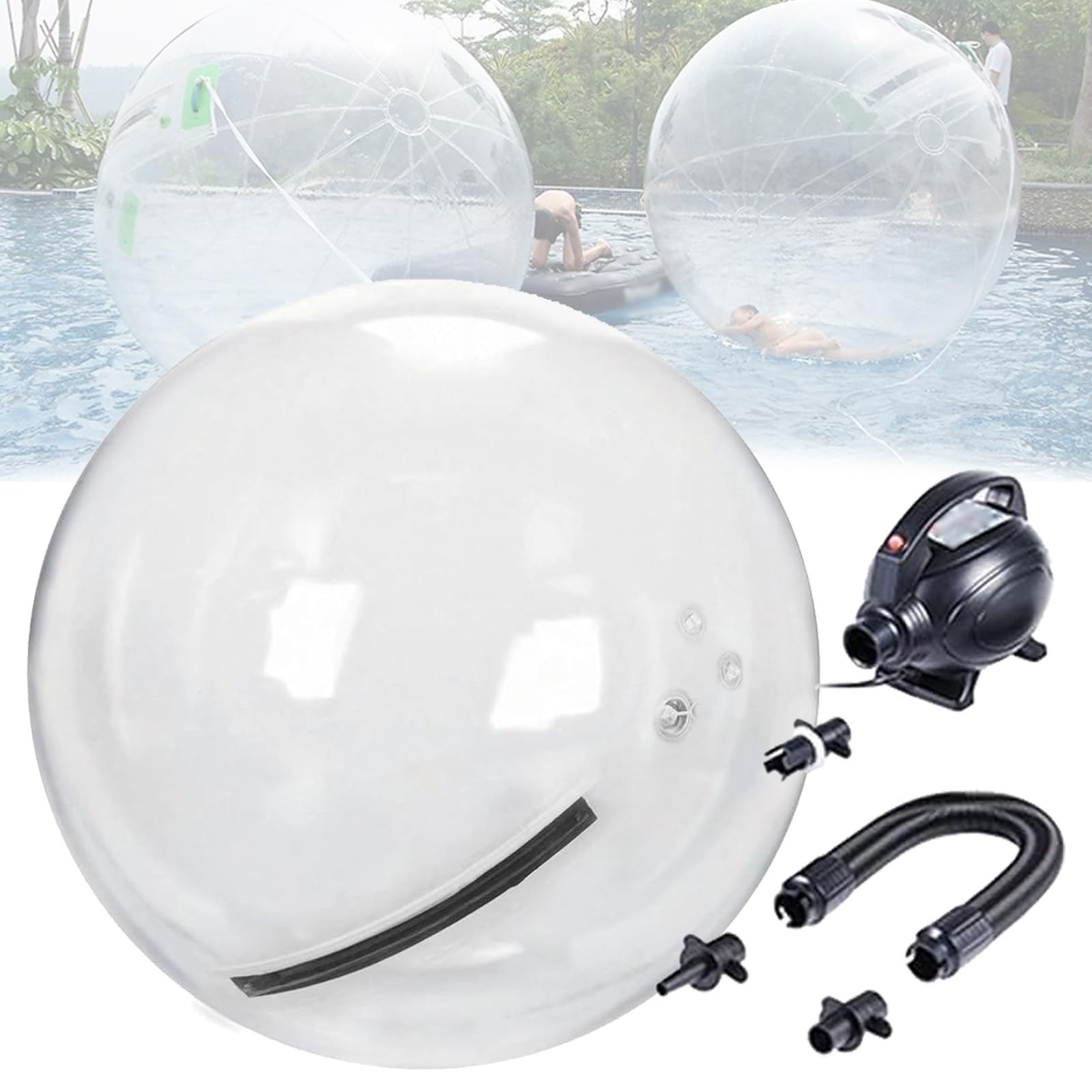 Palla da passeggio sull'acqua gonfiabile da 1,5 m/2 m/2,5 m, attrezzatura per l'intrattenimento con cerniera e pompa elettrica per piscina/lago/spiaggia,2.5m
