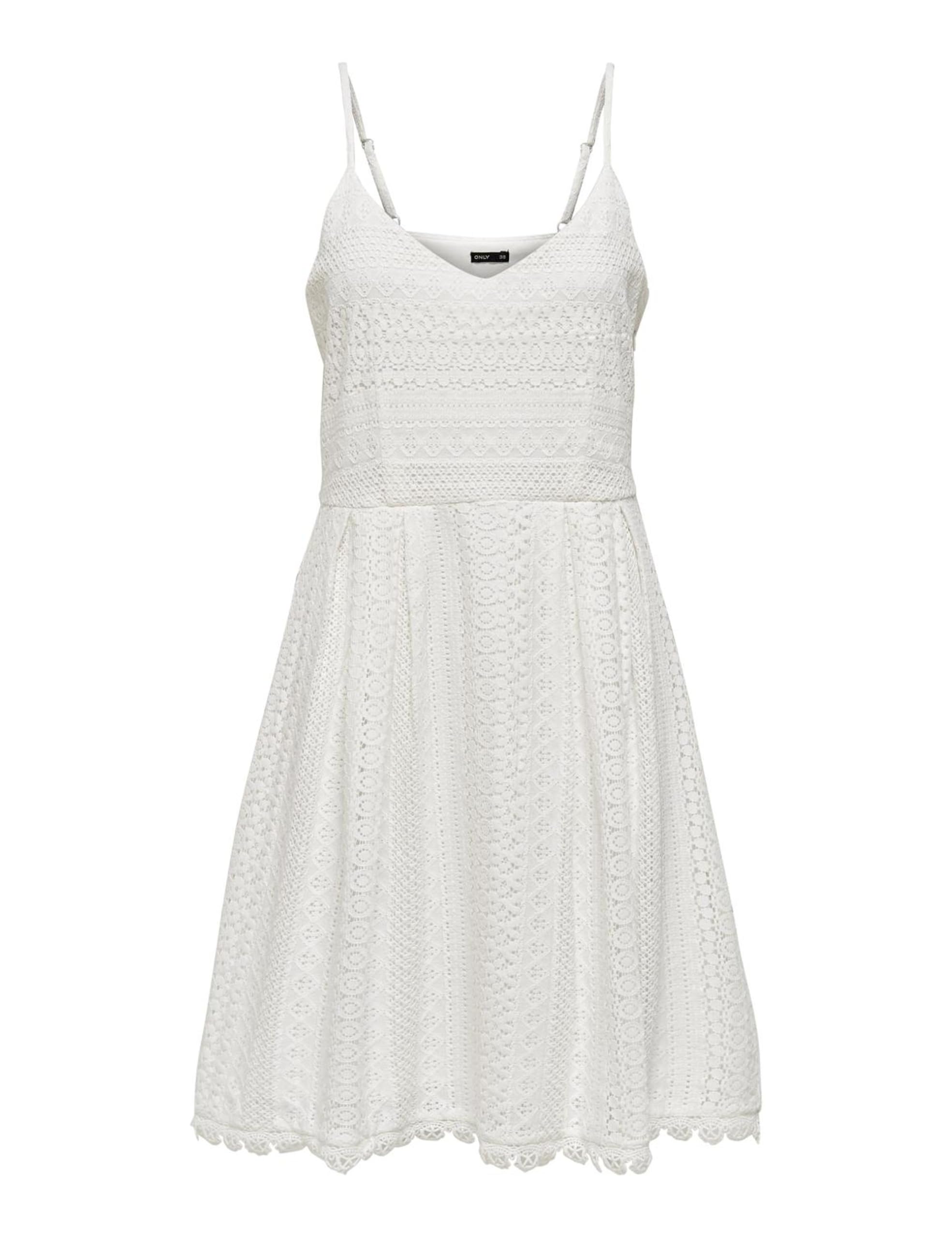 ONLY Women's V-Neck Dress with Lace Adjustable Straps Short Summer Dress, White, 16