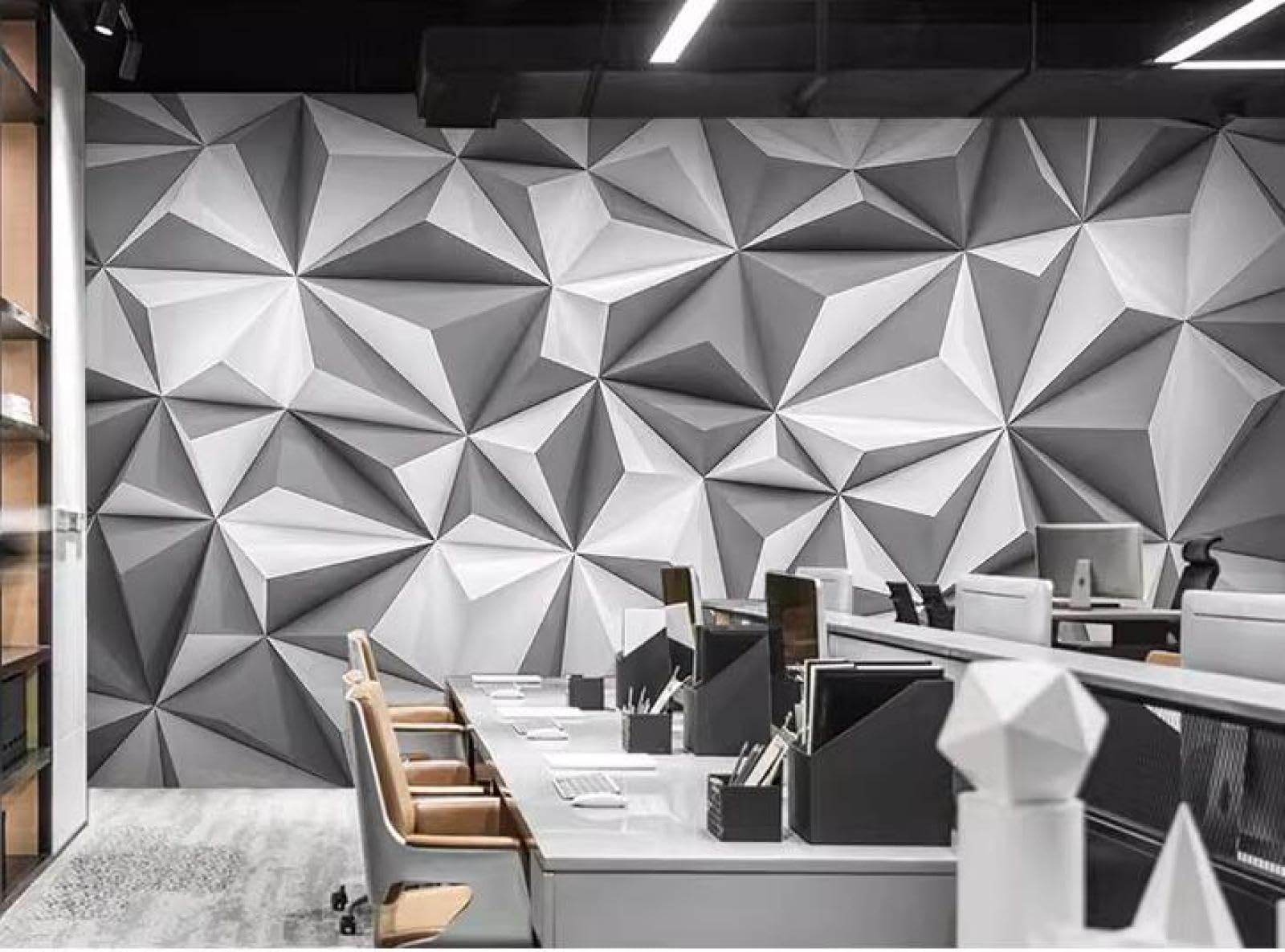 3D Industrial Style Concave and Convex Three-Dimensional Wallpaper Geometric Extension Space Background Wall Internet Cafe Gym Office Front Desk Wallpaper-250Cmx175Cm