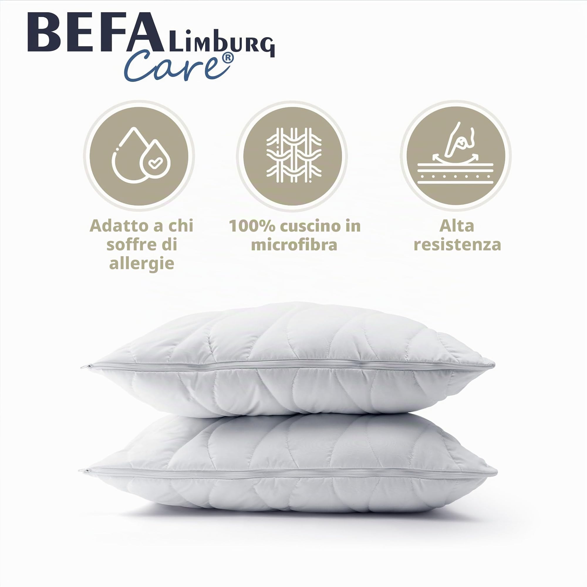 BEFA CARE Prodotto in Germania cuscino 40x80 cm in microfibra con Aloe Vera, certificato ÖKO-TEX 100 Classe 1 (2 pezzi)