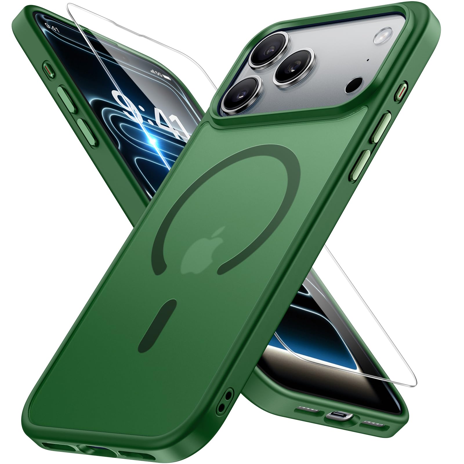 Miracase for iPhone 17 Pro Max Case with MagSafe [with 9H+Screen Protector] Military-Grade Protection Shockproof Scratch-Resistant with Velvet Touch for iPhone 17 Pro Max Cover 6.9", Matte-Deep-Blue — view 81