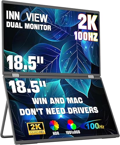 Miniatura 13 de InnoView Monitor portátil dual FHD de 15.6 pulgadas | Diseño plegable y apilable todo en uno | Ajuste de pantalla de 315° y soporte de 180° |