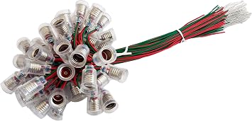Sci-Supply E10 Bulb Socket Bulb Holder with 8" Insulated Wires for Science Experiments, Car Lighting and Electrical Testing 50