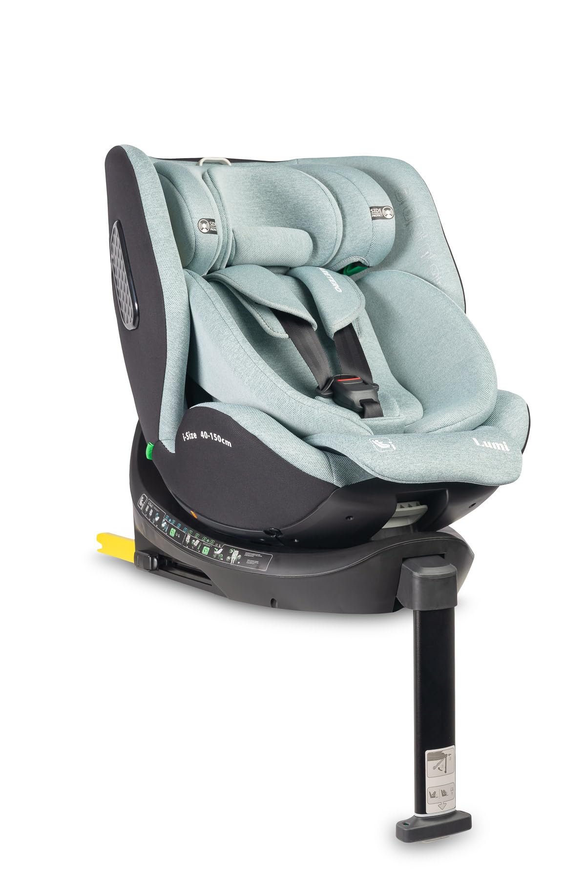 CARETERO - Lumi i-Size Kindersitz für Kinder - Kindersitzerhöhung Auto Kinder 40-150 cm, 12 Jahre Schutz Autositz, 360° Drehbar, ISOFIX & Stützfuß, Belüftet, Memory-Schaum - Grün