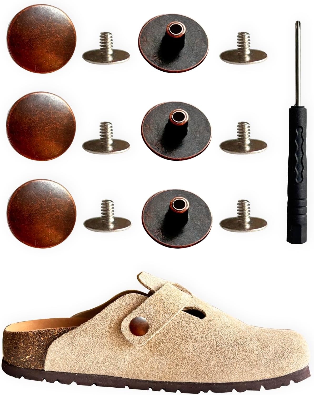 Lopau Replacement Rivets for Boston Tokio Mules Clogs Shoes, Replacement Button for Suede Cork Clog Potato Shoes, Footbed Clogs Repair Parts Women Men