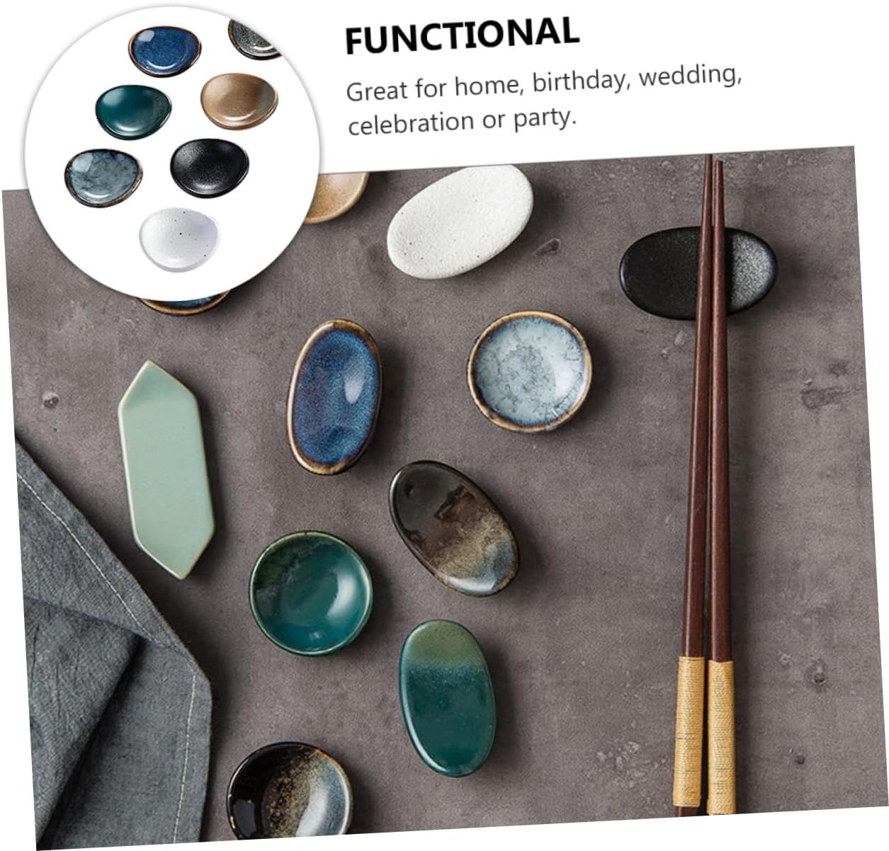 7Pcs Ceramic Chopstick Holders Japanese Style Rest for Forks Spoons Chopsticks Design for Home Dining Elegant Table Decor
