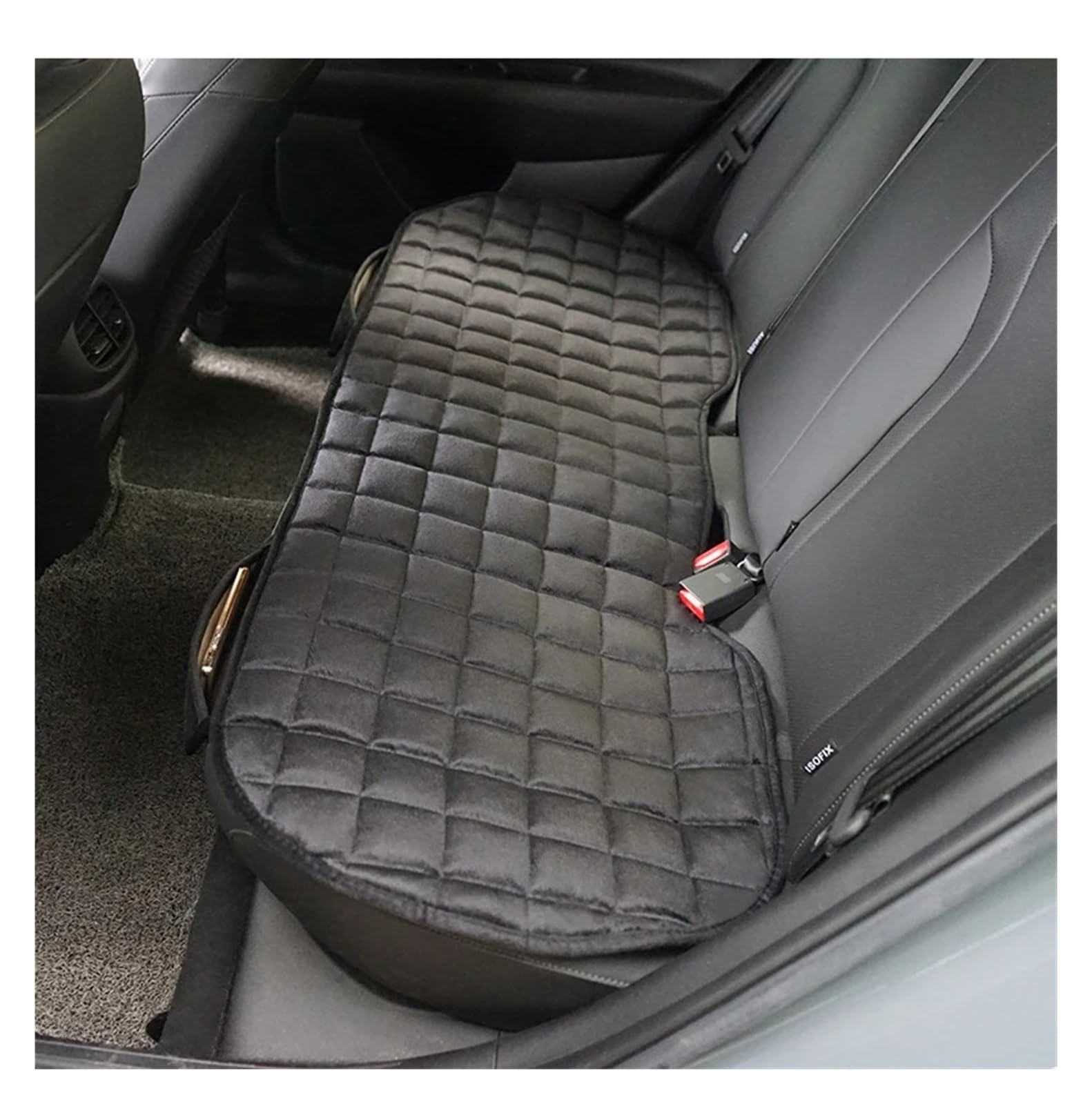 Funda Universal Cálida para Asiento De Coche De Invierno, Cojín Corto De Felpa, Cojín Suave para Silla con Bolsillo Funda Asiento(Black Set)