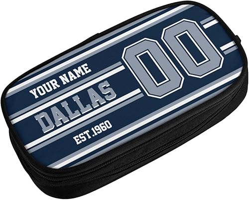 Miniatura 2 de Estuche de lápices personalizado de Dallas con número de nombre, caja de lápices personalizada estilo fútbol, estuche de bolígrafo personalizado