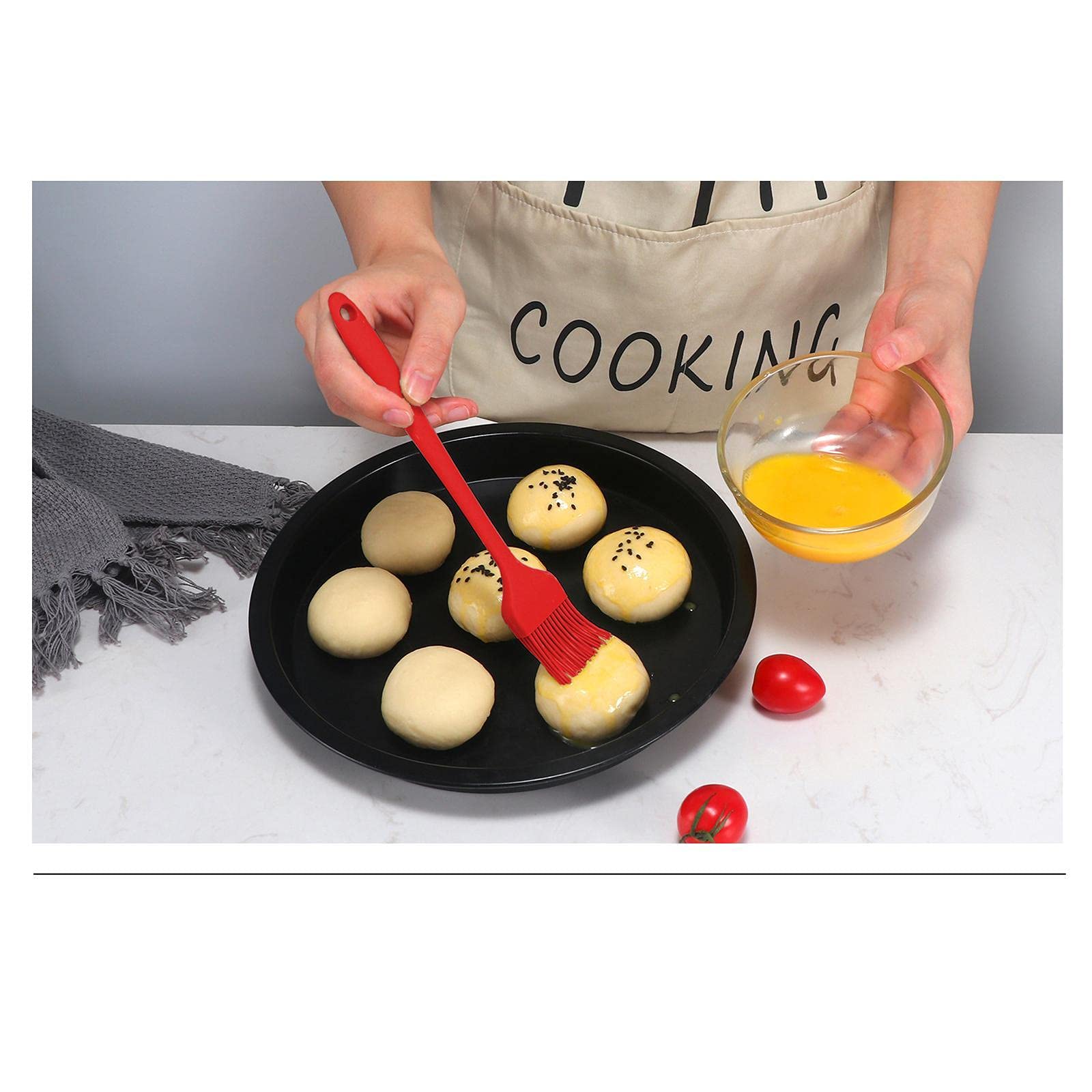 Set 2 Spatole In Silicone Per Cucina - Senza BPA, Antiaderenti, 32.5 Cm, Nero E Rosso - Foto 5