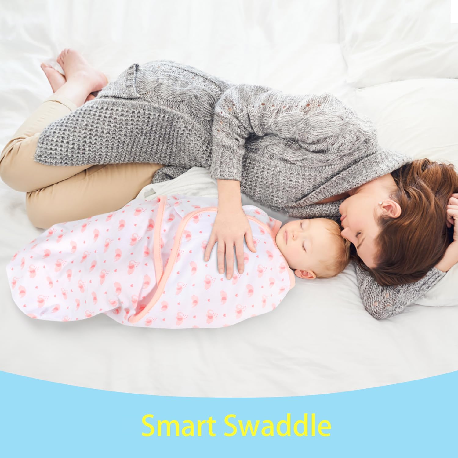 LANDICI Manta envolvente para bebé recién nacido de 0 a 3 meses, 100 % algodón orgánico transpirable, saco de dormir para bebé, niño y niña, bolsa de envolver esencial para bebé con fácil cambio