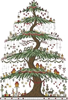 Christmas Tree Cross Stitch Kits for Adults, 11 ct Easy Funny Preprinted Stamped Counted Pre Printed Cross Stitch Kits for Adults Beginners Christmas baby, Embroidery Starter Kit for adults