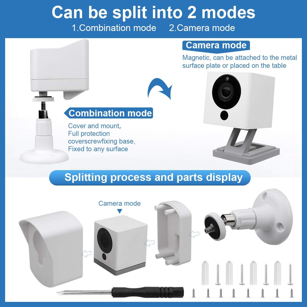 Wyze Cam Wall Mount Bracket,Full Protective Weather Proof 360 Degree Adjustable Outdoor Indoor Mount and Cover Case for Wyze Cam 1080p HD Camera (White 3 Pack)