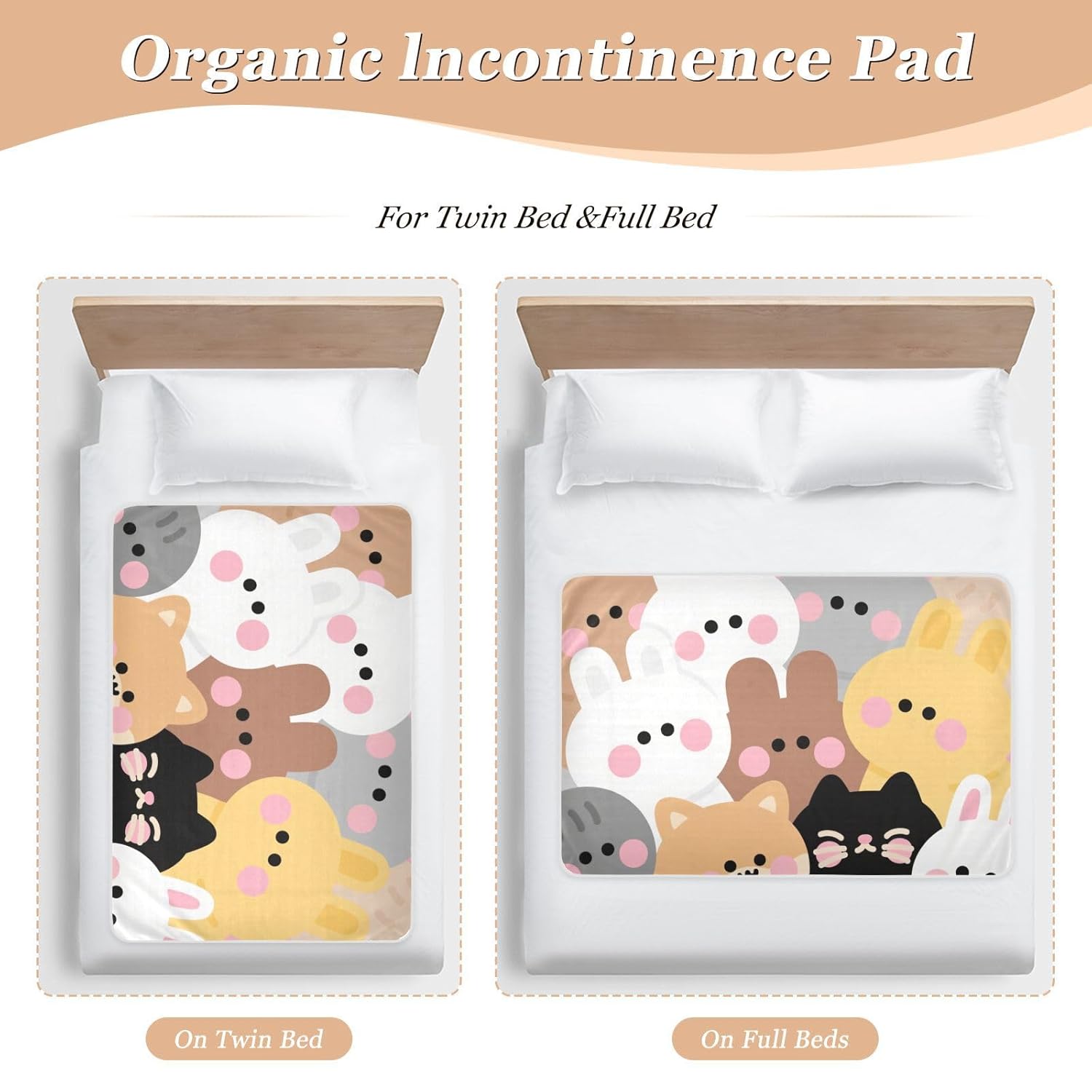 Cartoon Cute Animals Extra Large Resuable Diaper Mats Highly Absorbent Baby Diaper Changing Pad Slip-Resistant Travel Mattress for Baby Boys Girls, 52" L x 34" W