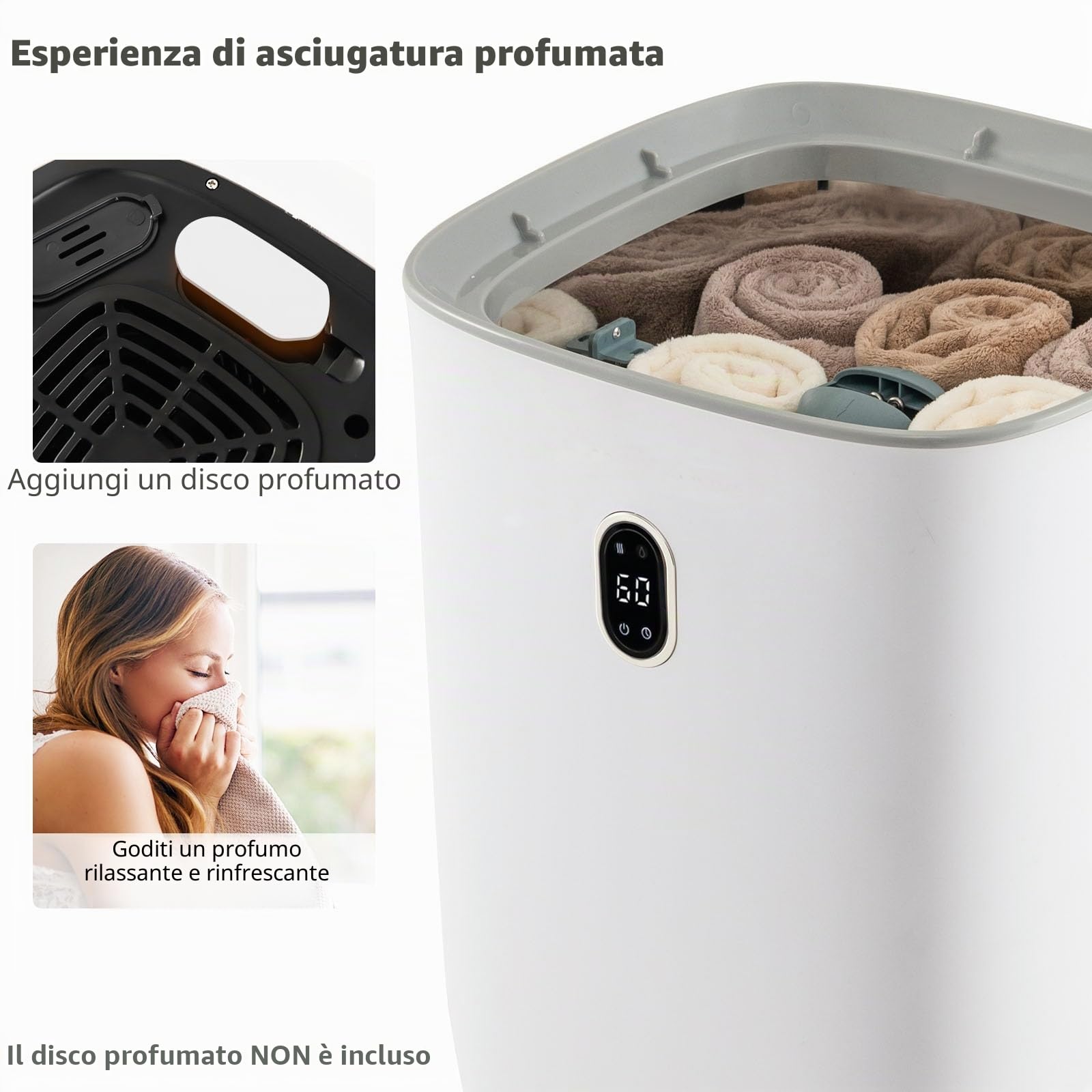 LIFEZEAL Scaldasalviette elettrico da 35 l, scalda asciugamani con modalità a secco e funzione timer, per bagno, accappatoio, coperta e pigiama