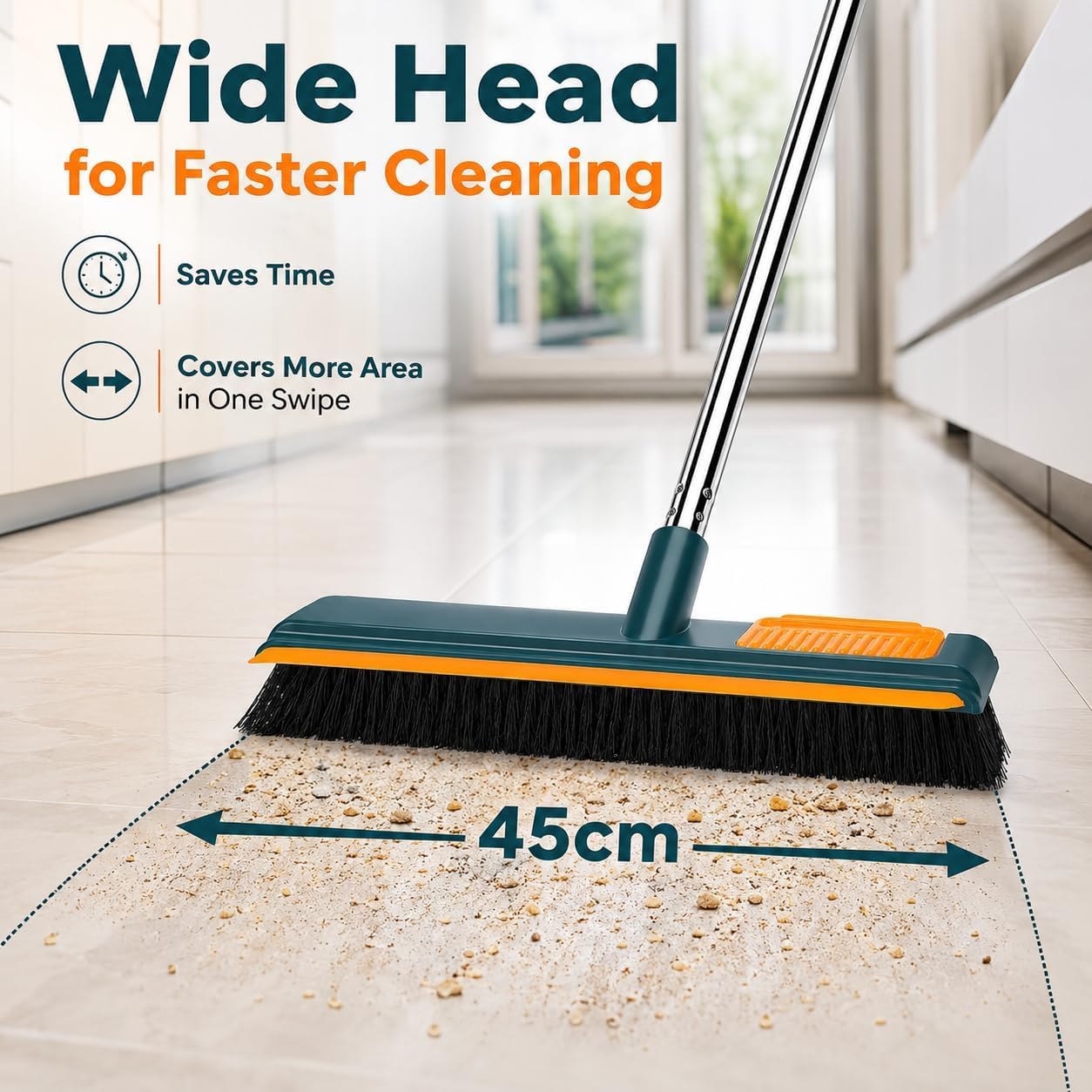 Milton Bathroom Brush Figment 3-in-1 Cleaning with Wiper - Long Handle 180° Rotate Toilet Brush Bathroom Tiles Cleaning, Wiper Floor Scrub for Kitchen Accessories 1