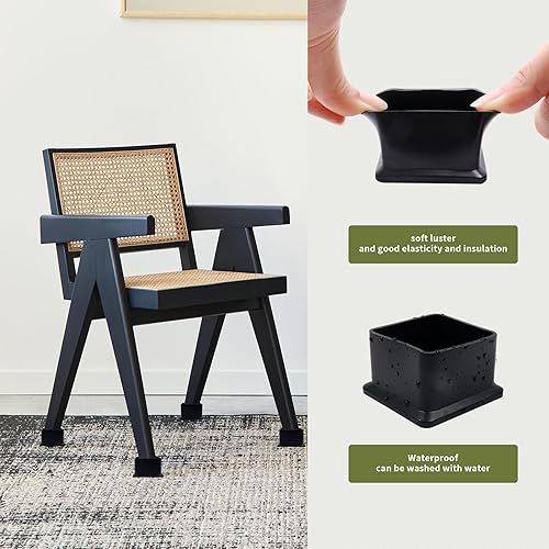 Miniatura 4 de Mcredy Tapas para patas de silla para patas de muebles cuadrados y rectangulares, protectores de suelo, tamaño interior de 1.17 x 1.17 pulgadas