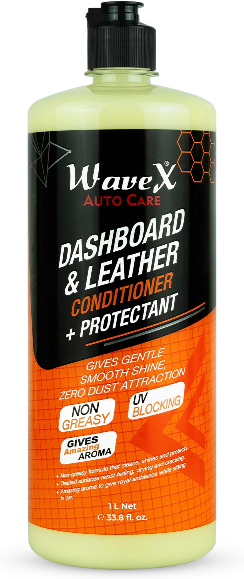 Wavex Dashboard Polish and Leather Conditioner + Protectant (1L) Car Dashboard Polish | Car Polish for Interior Plastic, Leather, Vinyl & Rubber | Dashboard Polish that Protects, Shines & Conditions