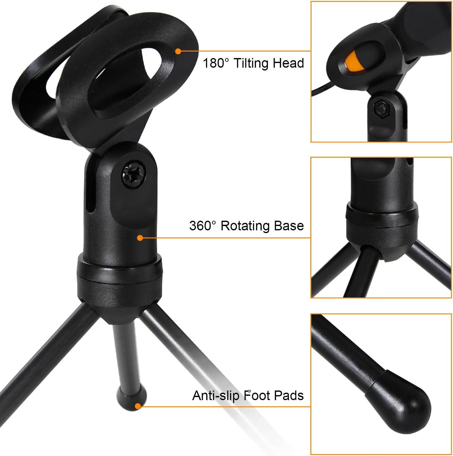 TONOR PC Microphone USB Computer Condenser Studio Mic Plug & Play with Tripod Stand