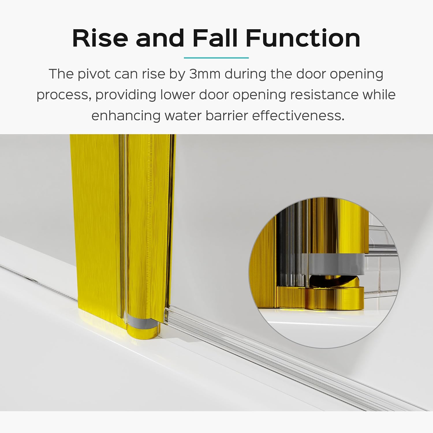 34 in/43 in. W * 58 in. H Frameless Folding Shower Doors for Bathtub, 1/4" (6mm) Thick SGCC Tempered Glass Door, Bathroom Pivot Tub Glass Door (Brushed Gold, 43" W)