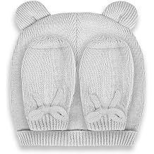 Katie Loxton Unisex Baby 0-6 Month Fine Knit Hat and Mitten Set of 2 in Grey
