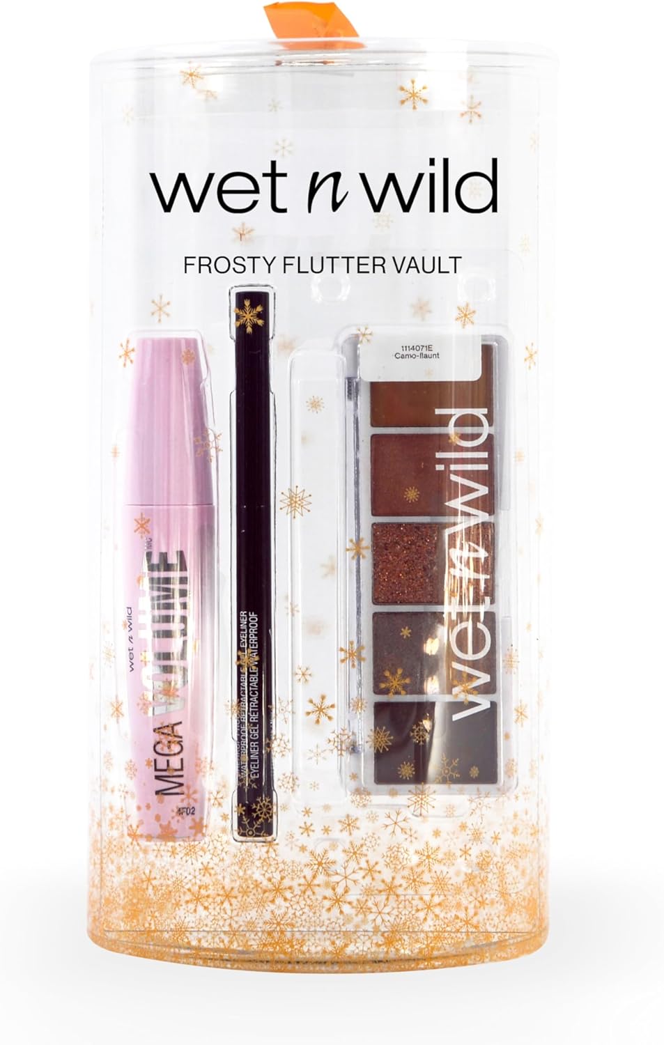 Wet n Wild Frosty Flutter Vault, 12-delige Make-up Set met Mega Volume Zwarte Mascara, Zwarte Eyeliner Pen en 2 Oogschaduwpaletten, Langhoudende en Makkelijk Te Blenden Formule, Make-up Geschenkset