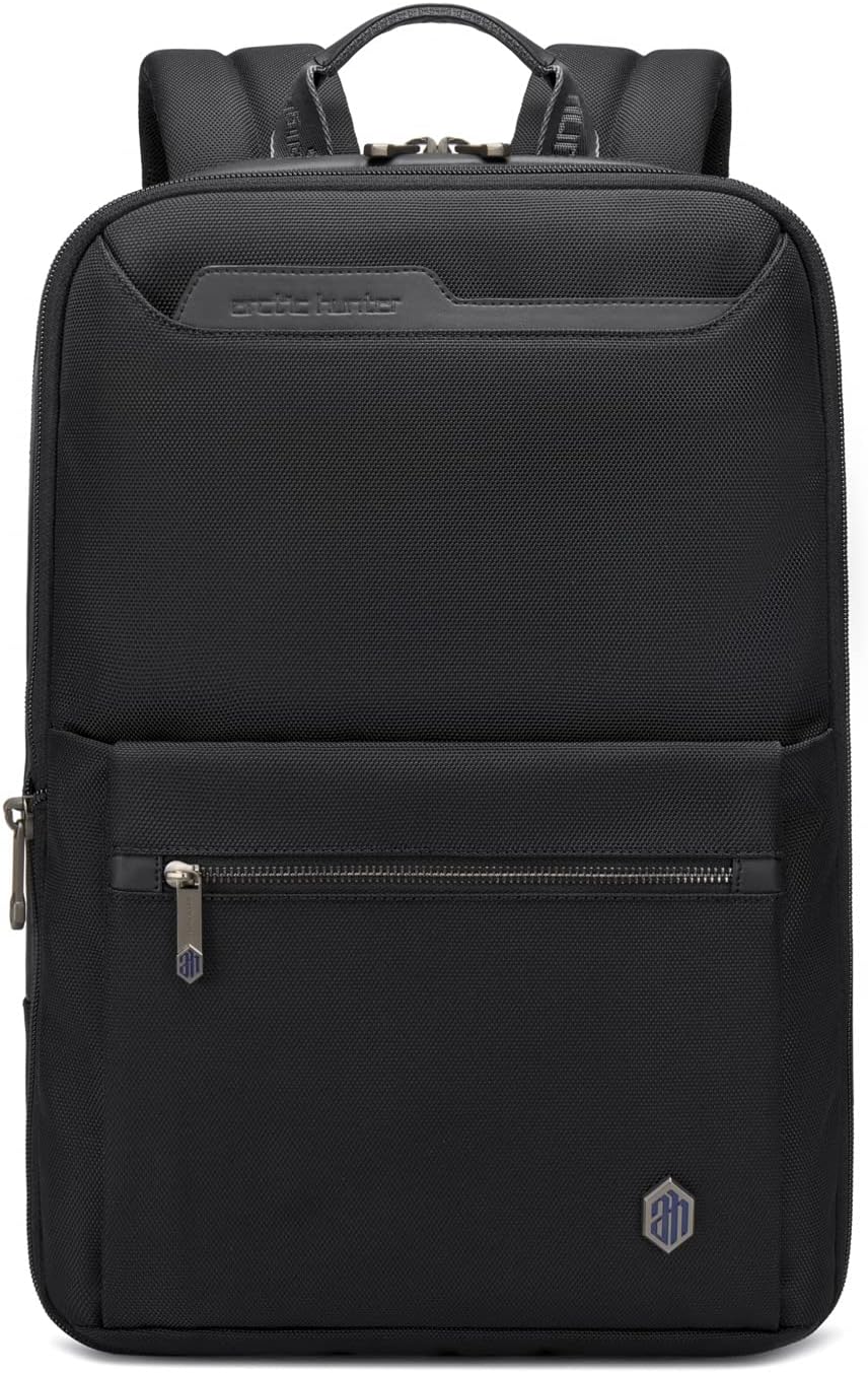 Arctic Hunter Slim Expandable Backpack for Men - 15.6'' Laptop Bag, Upto 18L Business Backpack with 10.9'' iPad Pocket, Water-resistant Compact Travel Backpack, Black