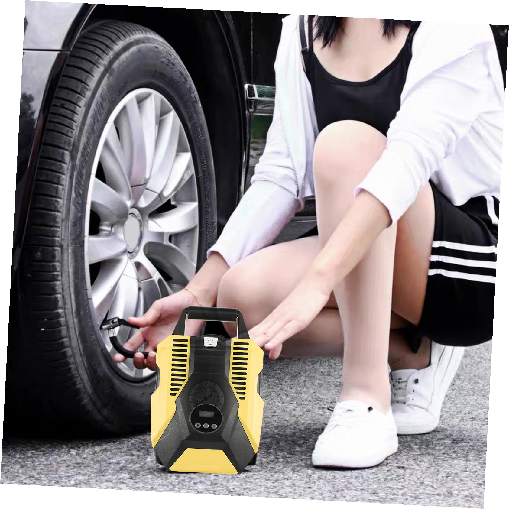 Zerodeko Inflador Portátil Bomba de Aire Abs y Cobre y Parada Automática con Pantalla Digital para Inflado Rápido y para Neumáticos de Coche