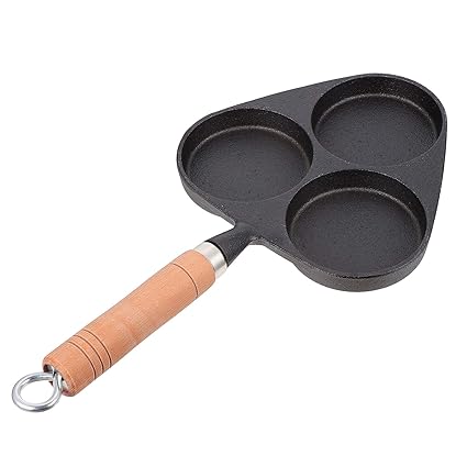 Hemoton Egg Skillet Egg Frying Pan Three- hole Non Stick Egg Cooker Pan Pancake Maker Burger Omelet Cooker for Breakfast Pancake Poached Egg Bacon Plett Crepe Round Griddle