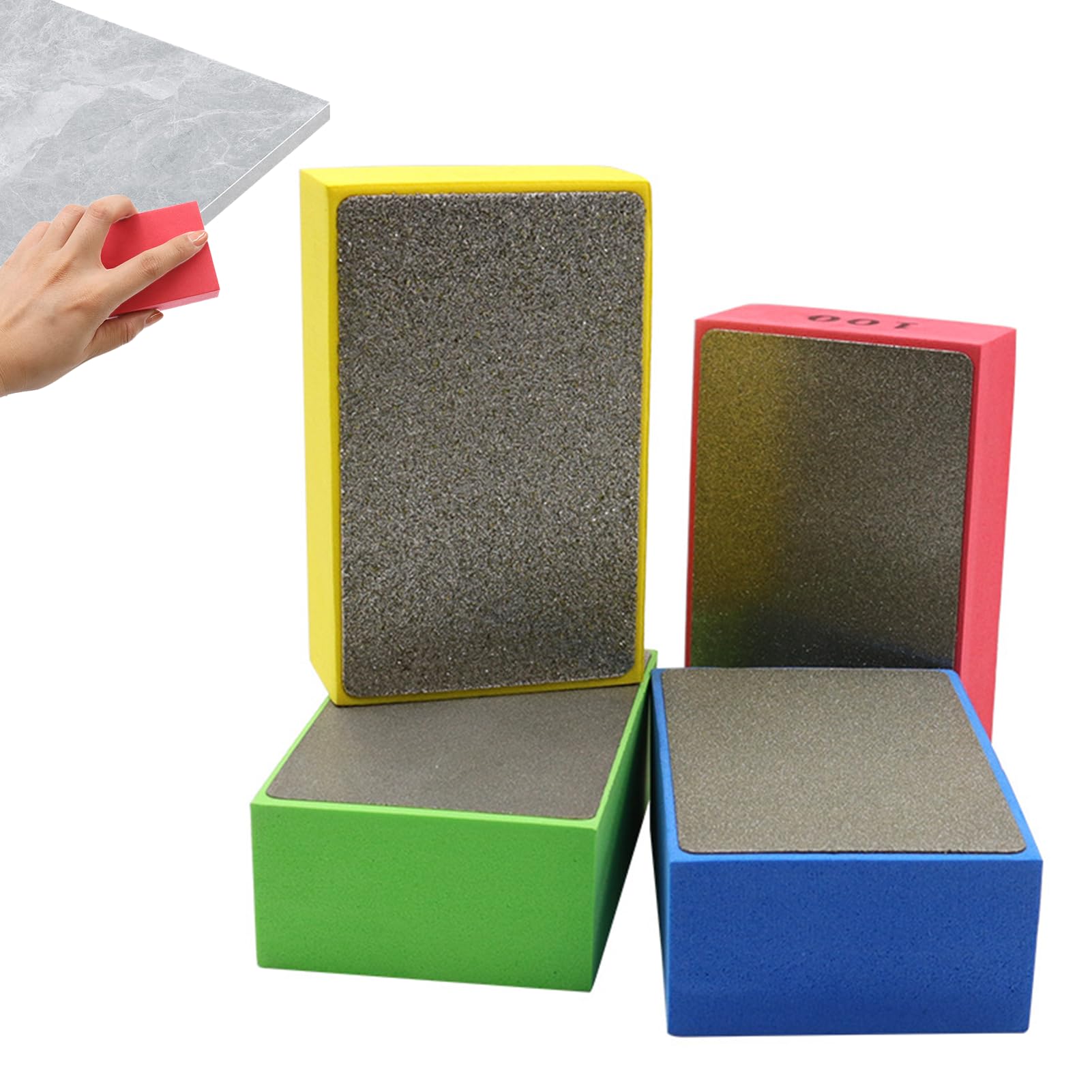 4 pz Cale per levigare piastrelle, cuneo per levigare diamante tamponi di lucidatura manuali, cuneo levigatura per piastrelle in marmo cemento (60# 100# 200# 400#)