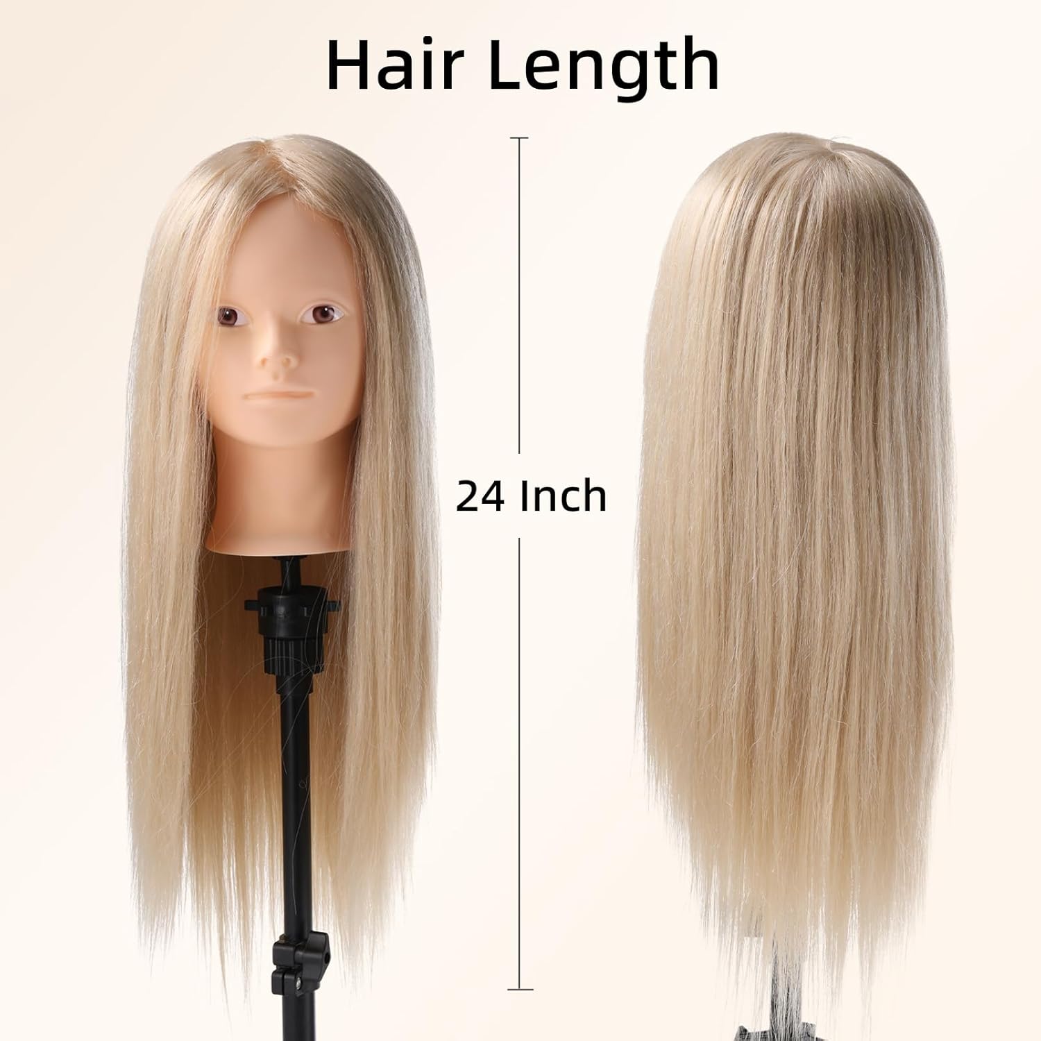 Mannequin Head Human Hair, Make Up Mannequin Head with 70% Real Hair Mannequin Cosmetology Manikin Practice Doll Head for hair styling Braiding Hairdressing Head