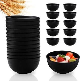 Lazycorner 12 Pcs Wheat Straw Cereal Bowls 26 Oz Wheat Straw Bowls Set Reusable Plastic Bowls for Soup Microwave & Dishwasher Safe Soup and Salad Bowls