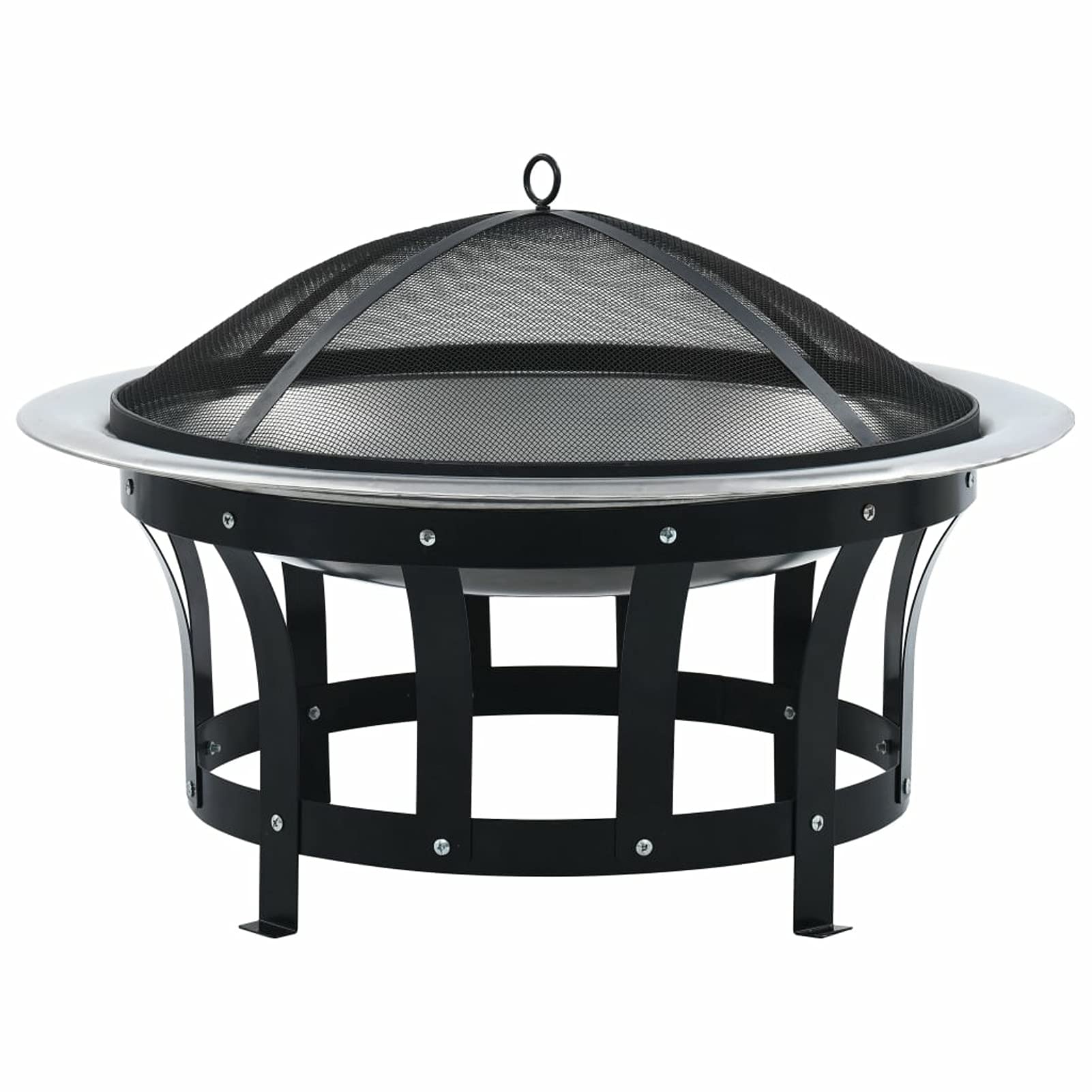 Palenisko zewnętrzne z grillem ze stali nierdzewnej, palenisko 76 cm, do ogrodu, na taras, do opalania drewnem i węglem drzewnym, do ogrodu, paleniska, dla ciepła i atmosfery