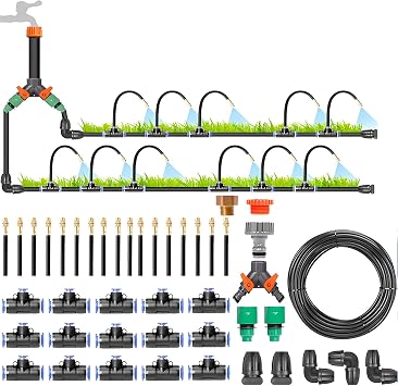 Intelligent Timed Watering System, Automatic Garden Watering Kit, With 360-Degree Adjustable Bending Dropper Atomizing Copper Nozzle, For Garden, Yard, Lawn, Greenhouse,40m/131.2ft-WithoutTimer