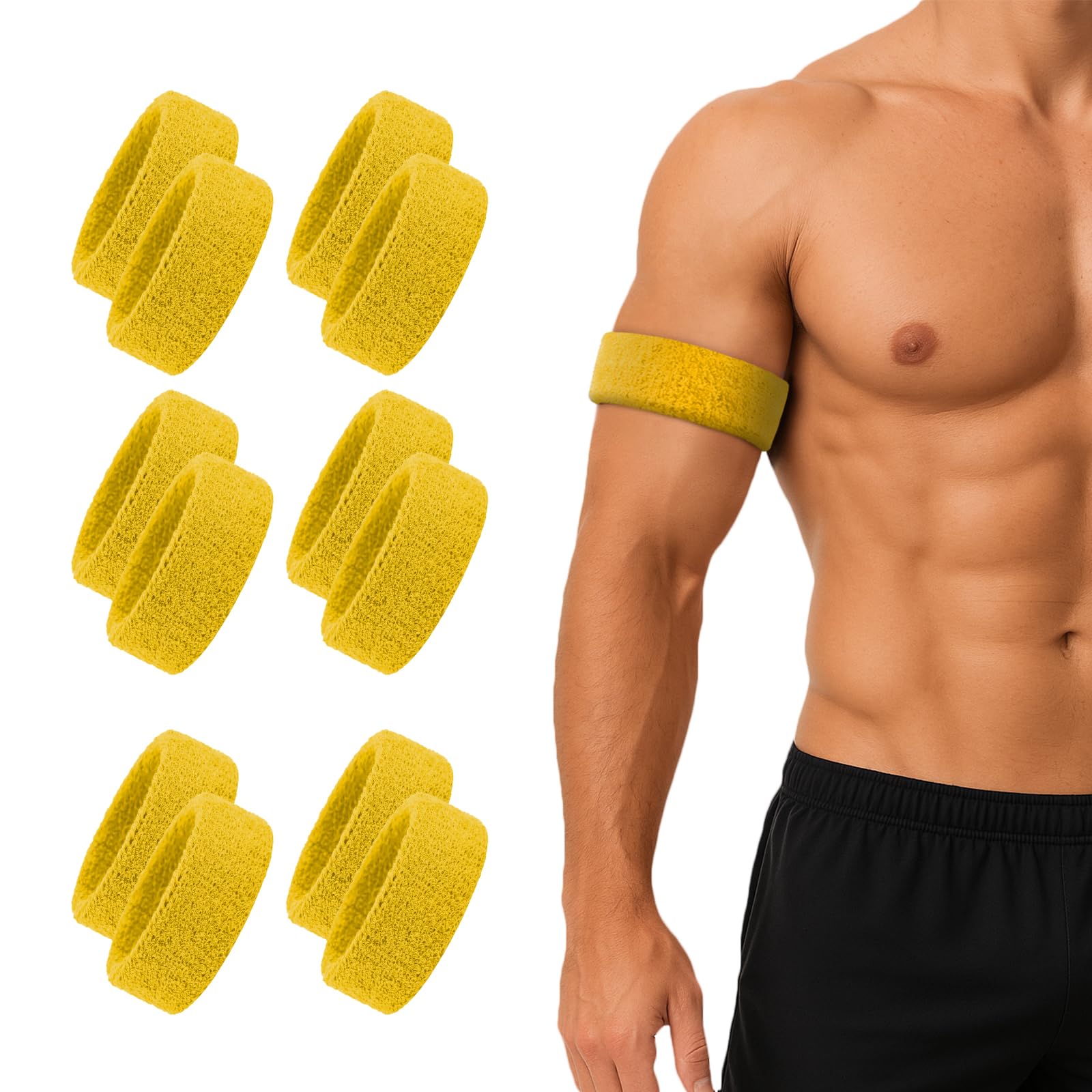 TOPTIE 12 Pack Bicep Bands Armband Men Arm Sweat Bands Sweat Wristbands โ image 1