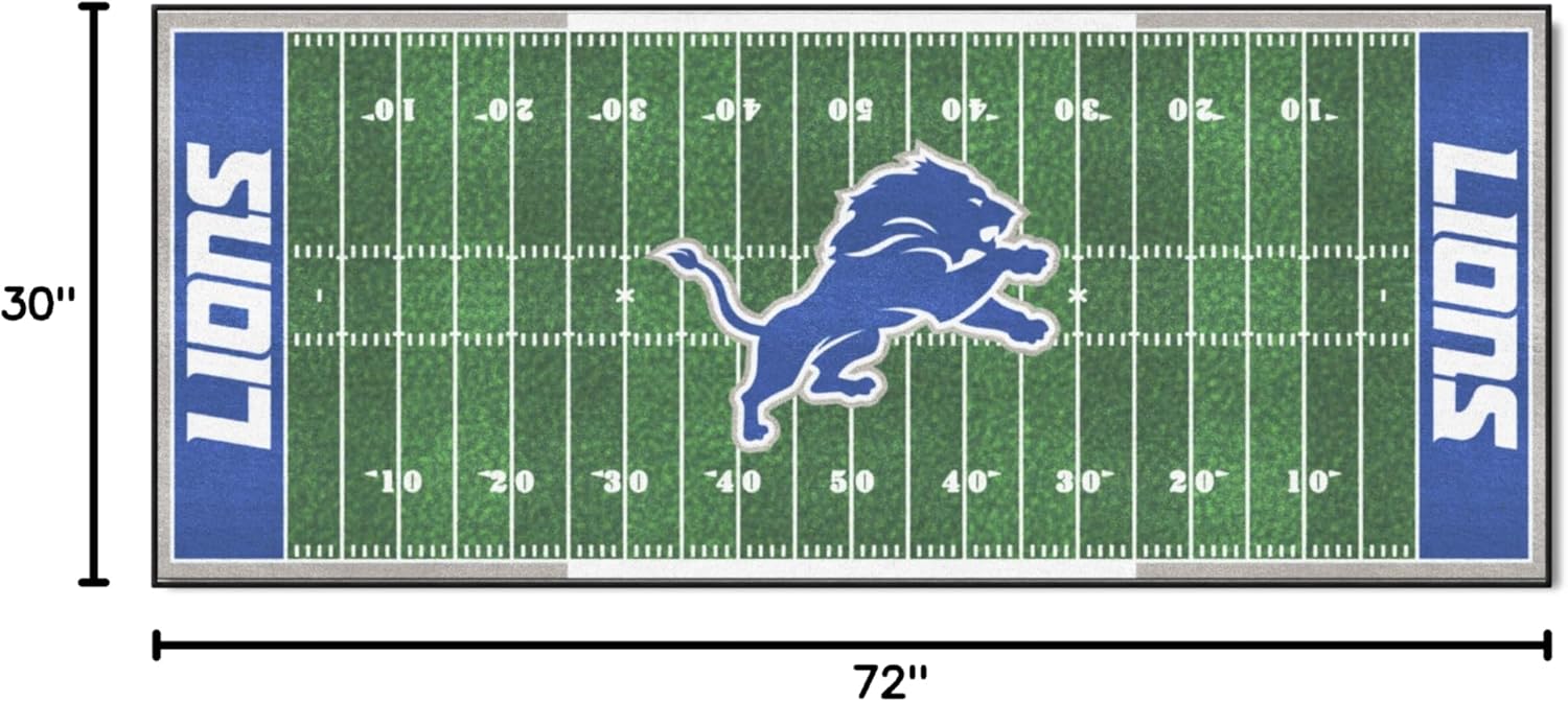 FANMATS 7351 Detroit Lions Field Runner Rug - 30in. x 72in.