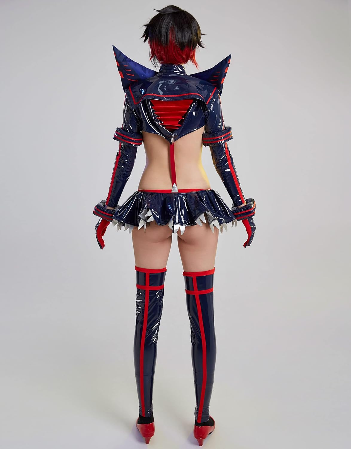 miccostumes Womens Costume Young Lady Cosplay Hollow Out Top Skirt with High Stockings - Image 3