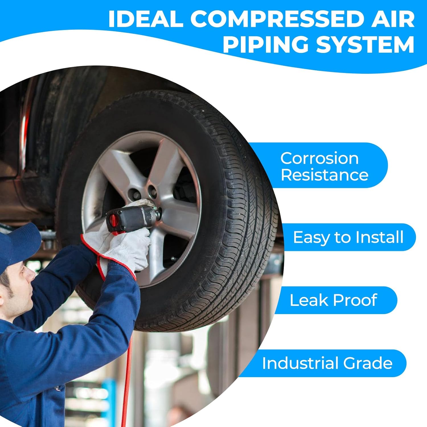 Shop Air line kit 3/4"×100'&200'&300' HDPE-Aluminum-HDPE Air Tubing Compressed Air Line Kit for Air Compressor Accessories Leak Proof&Easy to Install Compressed Air Piping System for Garage - Image 6