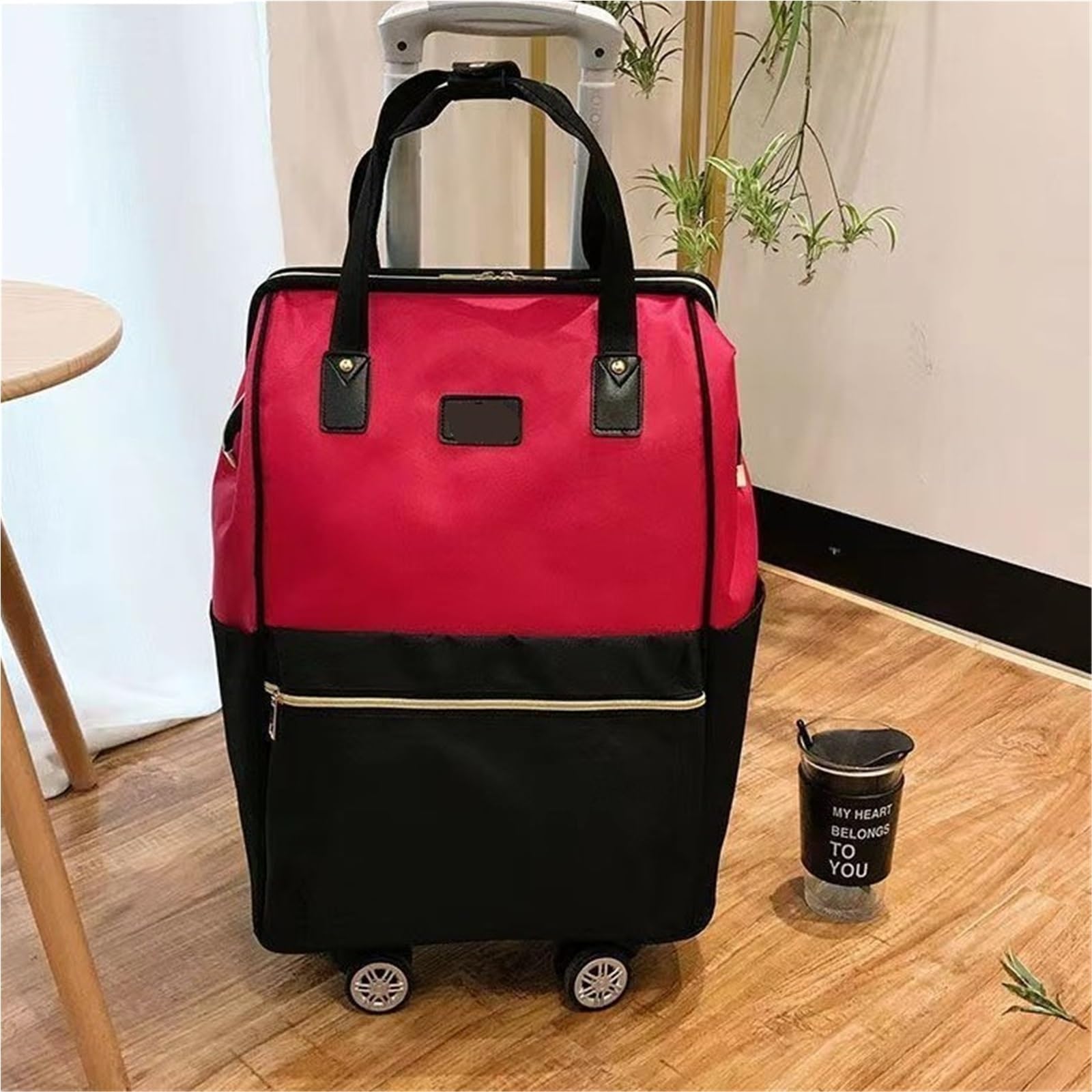 Bolsa De Viaje con Ruedas Bolsa de Viaje de Gran Capacidad for Mujer con 4 Ruedas, Mochila Oxford con Ruedas for Hombre, Bolsas de Viaje con Ruedas, Bolsa de Lona con Ruedas(Purple)