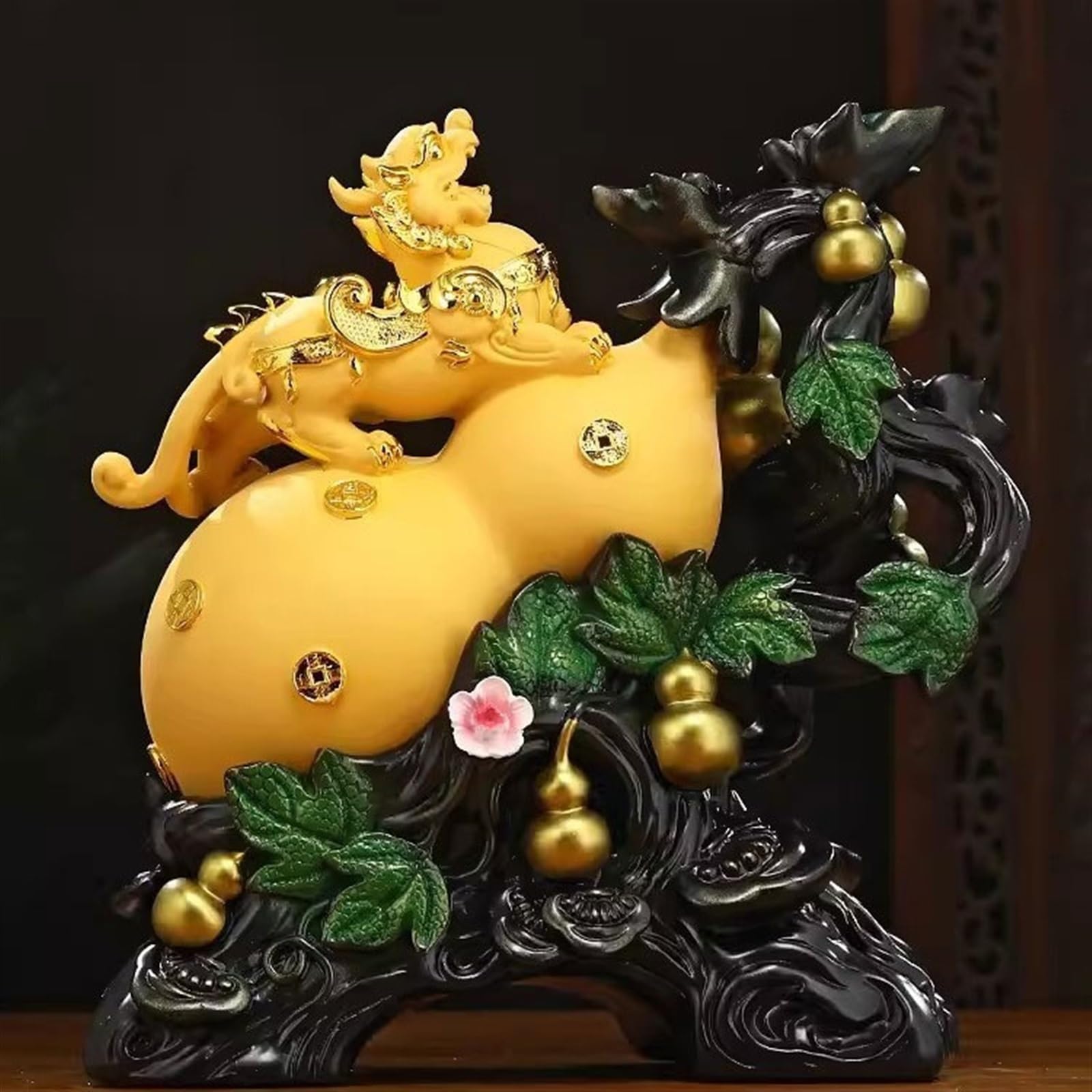 Decorazioni per la Scrivania I mestieri in resina retrò attirano ricchezza e buona fortuna Ornamenti di zucca Pixiu Raccolta di famiglia Decorazione di ricchezza Figurine di Scultura ( Size : S )