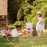 Vista 6 de 2 piezas de soporte de metal para comedero de pollo y regadera resistente con 4 patas, soporte de regadera de agua de pollo de hierro antioxidante