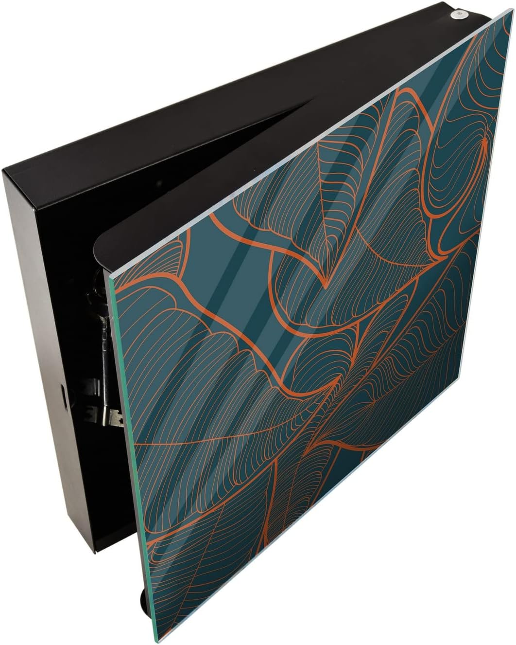 Concept Crystal Decorative Key Storage Cabinet with Glass White Board KN07: Vintage Leaves and Patterns Series