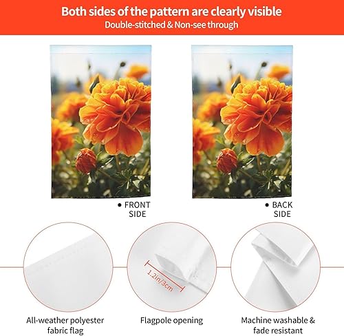 Miniatura 4 de Banderas de jardín para exteriores, flores de caléndula, flores de otoño, bandera de jardín de 12 x 18 pulgadas, bandera de bienvenida de temporada