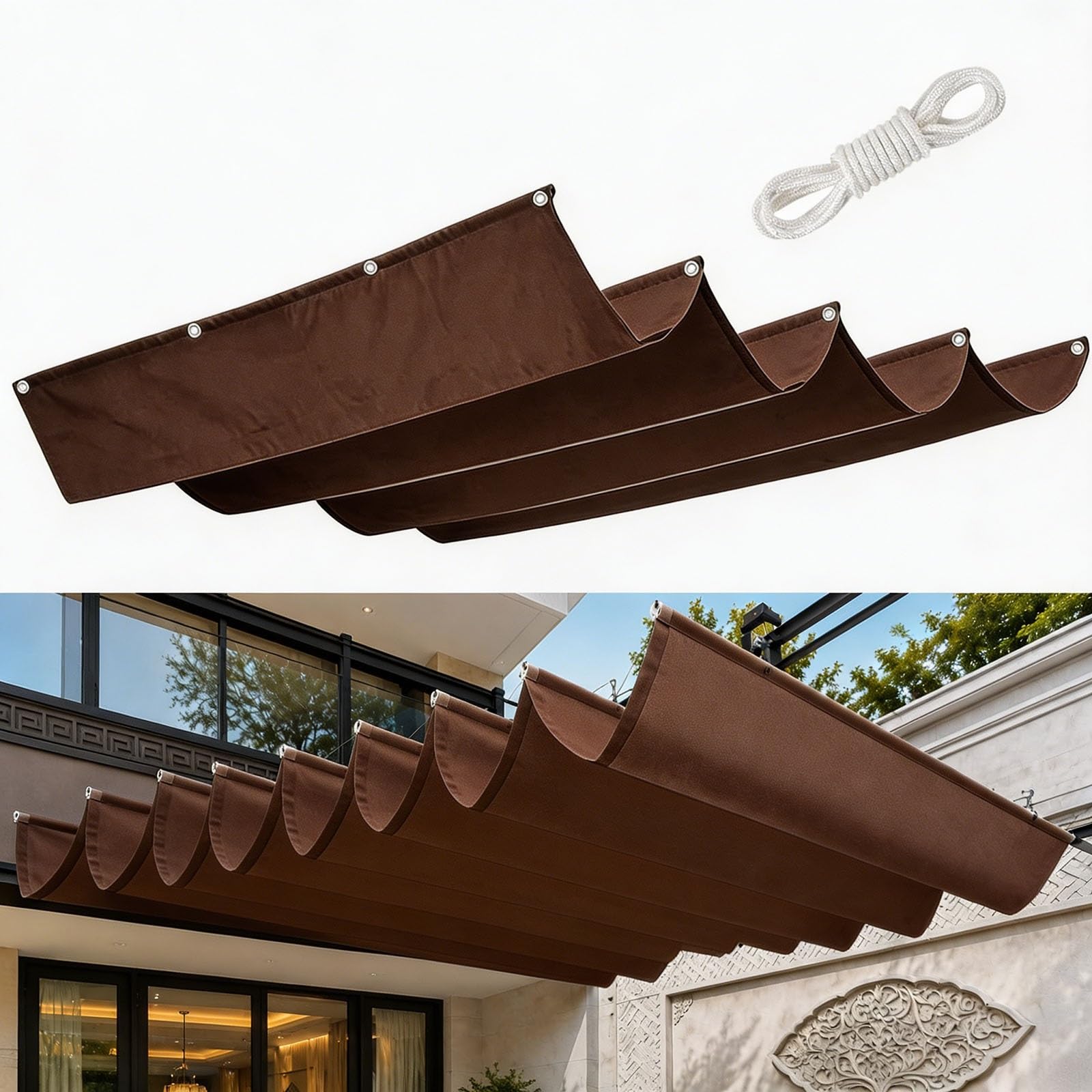 Malla sombreo para terraza con diseño de ondas retráctiles
