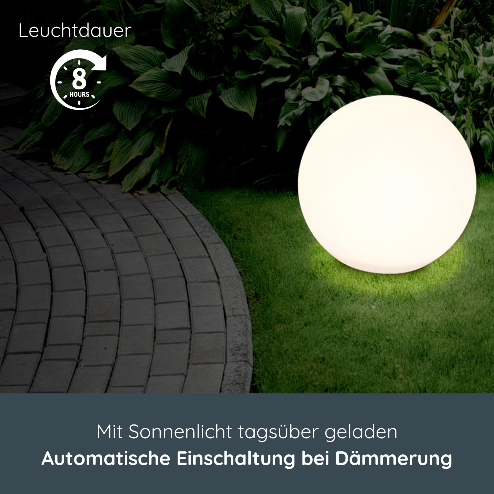 MeLiTec Solar Gartenleuchte Kugel, RGBW Farbwechsel, Warmweiß & Bernstein & 7 Farben, Solarleuchte für Garten, Dekorative Bodenleuchte, IP44, bis 8h Leuchtdauer, ⌀ 30 cm